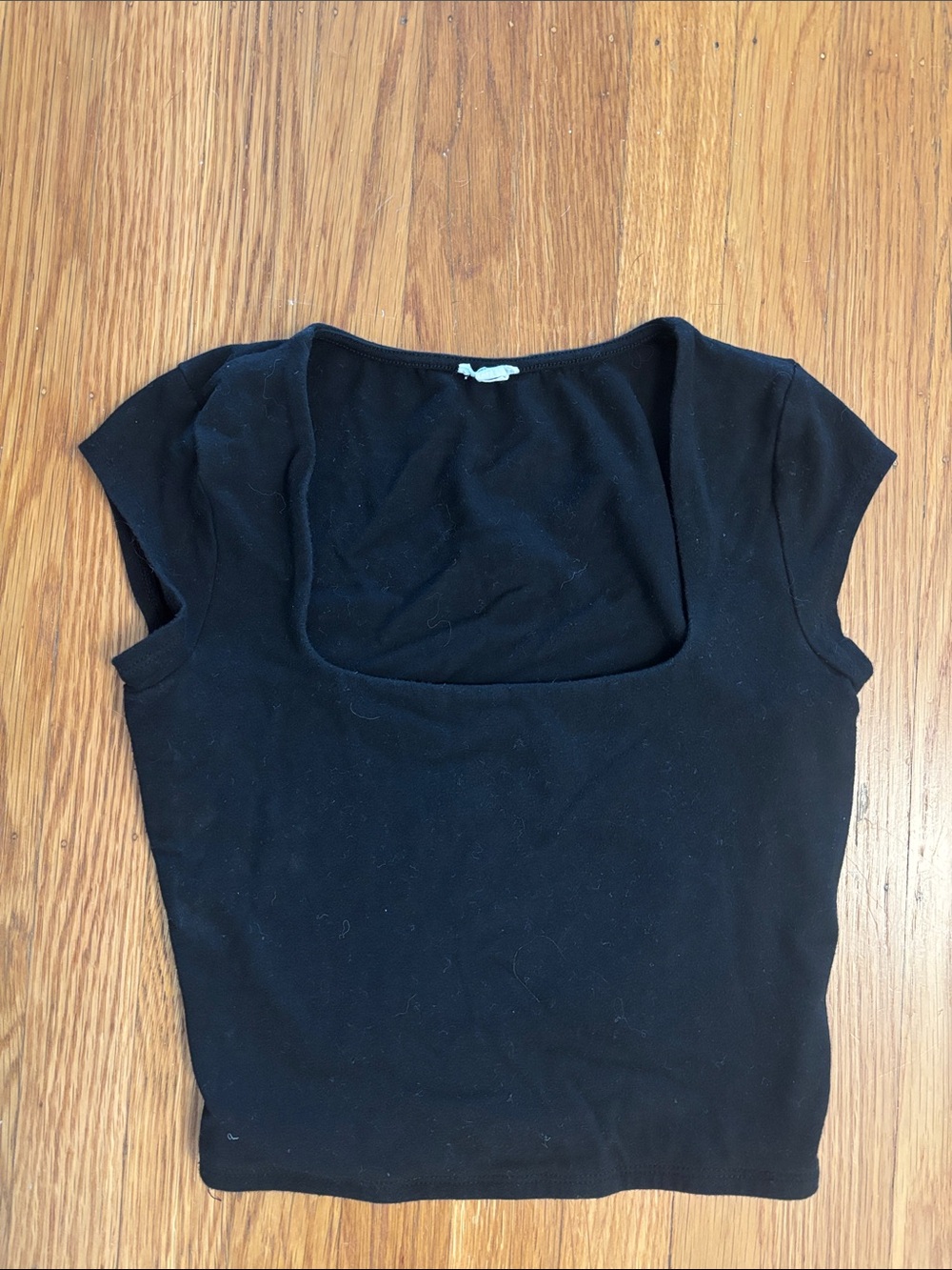 Garage Black Square Neck Cap Sleeve Tee